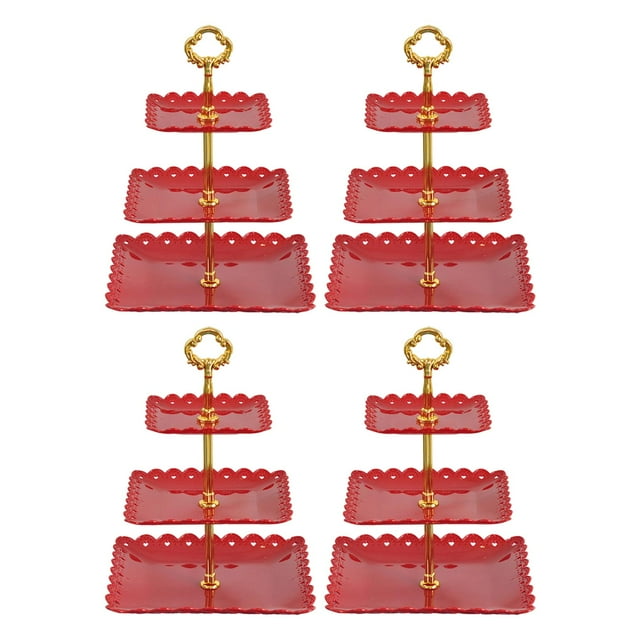 4x Soporte de 3 Capas para Tartas, Decorativo para , Almacenamiento de Dulces, Estante para Aperitivos, Soporte para Postres, Soporte para Cu