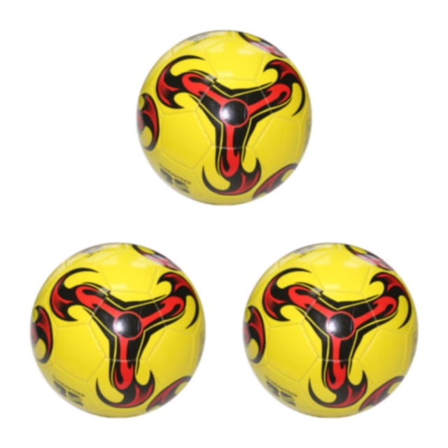 Ruiboury Exquisite Craft Soccer Ball Smooth Surface And Balanced Inner Pressure For Match Play PVC Made Football Middle School 1 Yellow 3Set