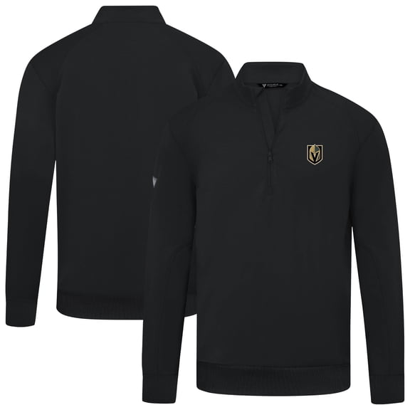 Men's Levelwear Black Vegas Golden Knights Upright Tri-Blend Quarter-Zip Pullover