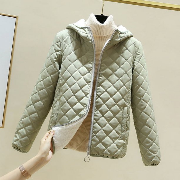Chaqueta de algodón con capucha engrosada con vellón agregado Chaqueta de algodón adelgazante para mujer Chaqueta de algodón pequeña Abrigo de mujer