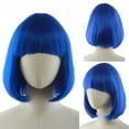thumbnail image 5 of Short Wig with Bangs Cute and Elegant Bob Hairstyle for Women Natural Anime Cosplay High Temperature Synthetic Hair for Daily, Halloween, Costume, Party, Christmas, Thanksgiving, V Makeup Organizers, 5 of 9