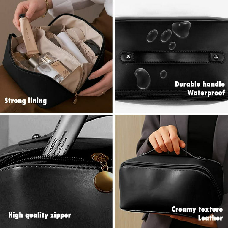 2 Main Compartments Waterproof Black Small Makeup Bag Polyester Daily  Travel Cosmetic Bags for Women with Detachable Handle - China Polyester Cosmetic  Bag and Makeup Bag price