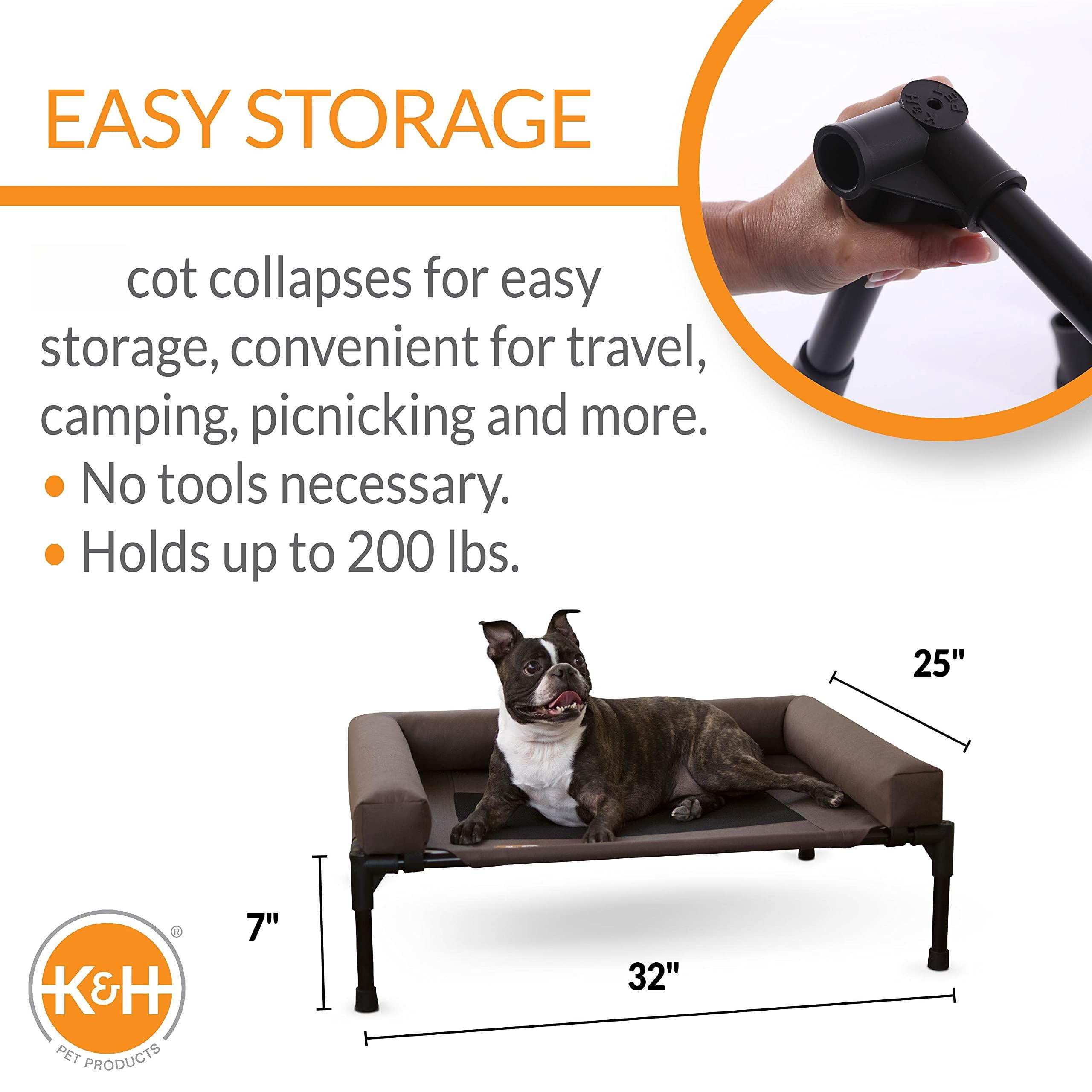 Bolster Dog  Indoor Outdoor Elevated Hammock Bed With Removable Washable Bolsters Mesh Cover Raised Metal Frame - Medium 32 X 25in Chocolate