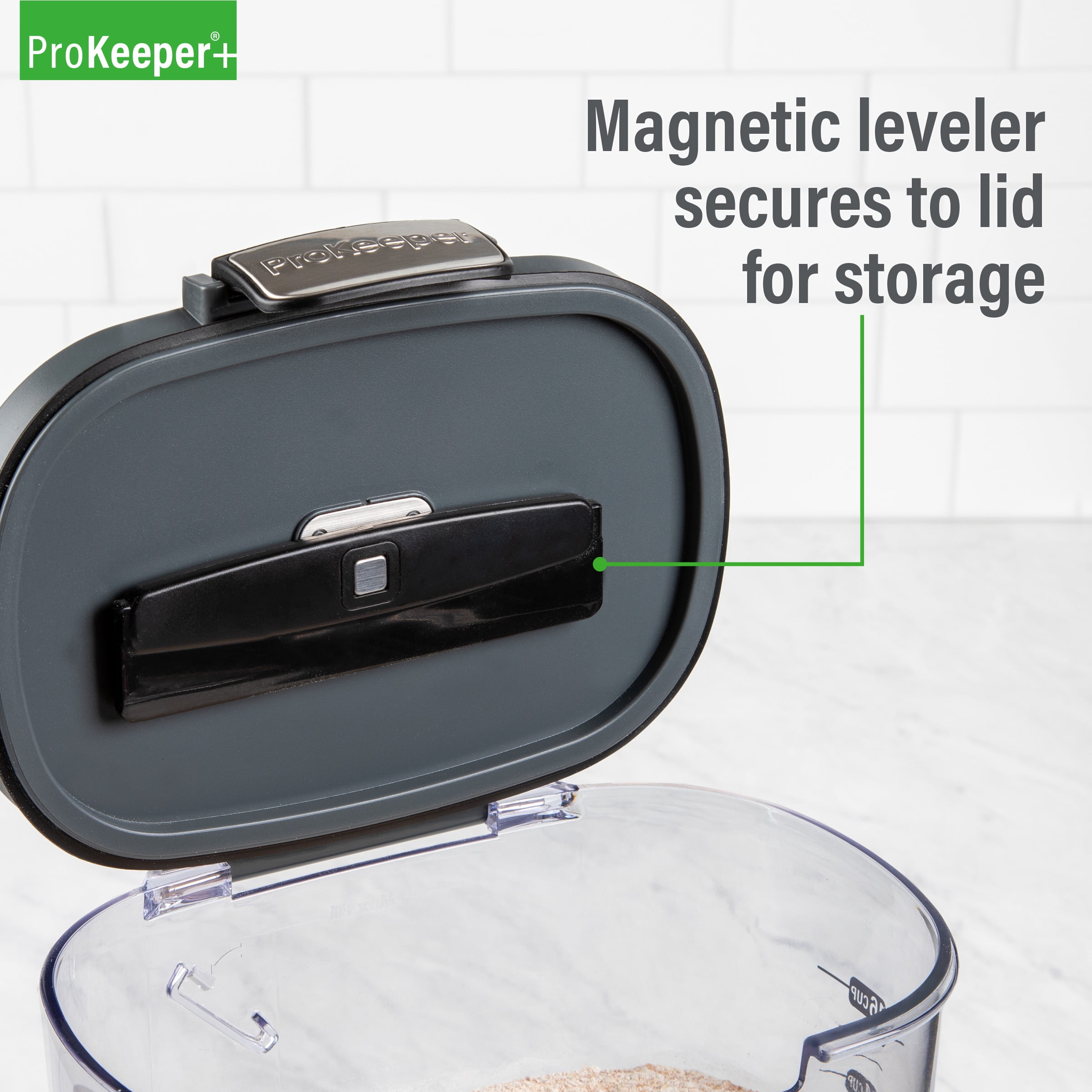 Flour ProKeeper+ Airtight Flour Storage Container with Magnetic Leveler and Stainless-Steel Latch, 5 lb Capacity, Ideal Use for Pantry Organization and Food Storage
