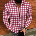 thumbnail image 5 of Txeol Men's Button Down Plaid Shirt Casual Long Sleeve Lapel Checkered Dress Shirts Regular Fit Work Tops,Red,XXXL, 5 of 9
