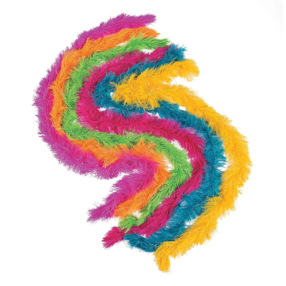 Neon Polyester Fringe Boa Assortment - Party Wear - 12 Pieces