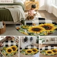 thumbnail image 6 of Sunflower Checkered 7ft Round Rug, Black Buffalo Plaid Pastoral Flowers Non-Skid Rubber Backing Large Area Rugs - Living Room Bedroom Home Office, Indoor Floor Mat Carpets Washable Rug, 6 of 9
