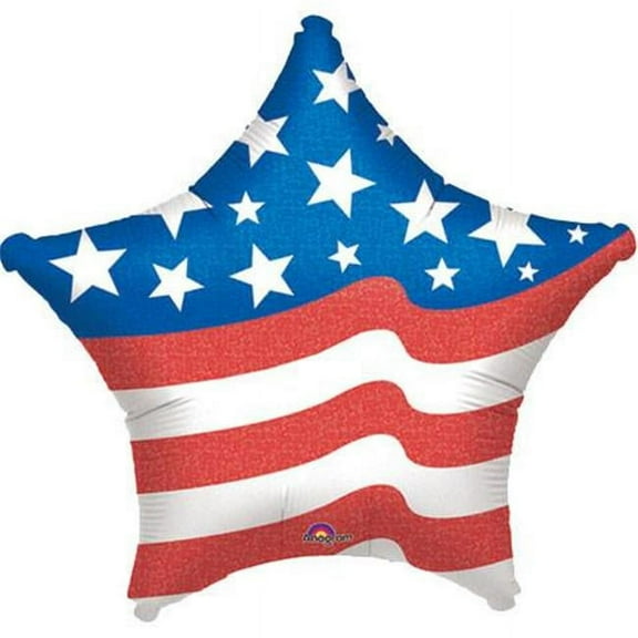 Anagram Mylar Patriotic Star Balloon, Red White Blue, 19in