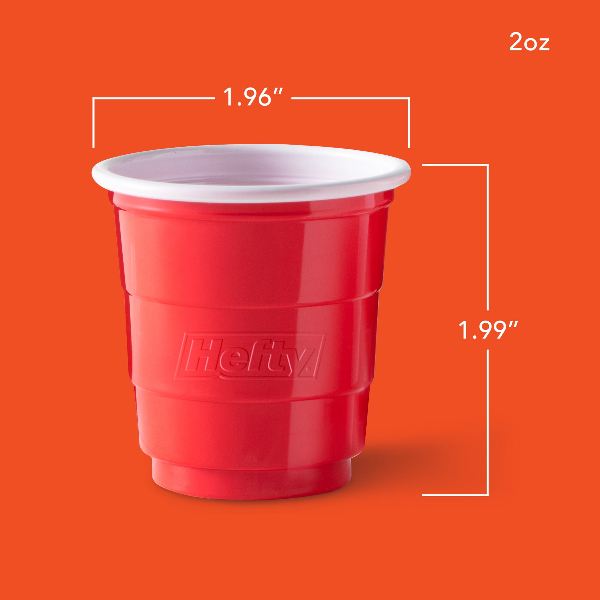 (3 pack) Hefty Disposable Mini Plastic Cups, Red, 2 oz, 30 Count