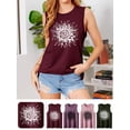 thumbnail image 3 of QAFOPEH Women Sunflower Graphic Print Sleeveless Crew Neck Casual Tank, 3 of 5