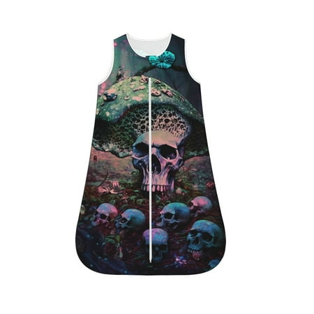 

Fotbe Forest Mushroom Skull Pattern Sleep Sack - Baby Wearable Blanket with Zipper Extra Soft Cotton Sleeveless Sleeping Bag for Infants-Large