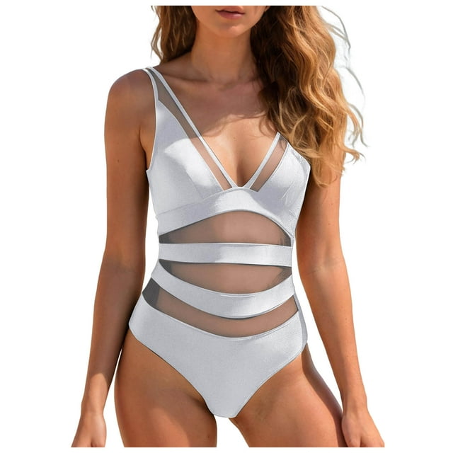 adviicd One Shoulder One Piece Swimsuit for Women Tummy Control Bathing Suits Modest Full Coverage Keyhole Swimwear Best Bathing Suits Women(White,XL)