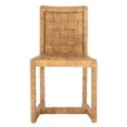 thumbnail image 4 of SAFAVIEH Couture Jermaine Coastal Rattan Solid Dining Side Chair, Natural (Set of 2), 4 of 13