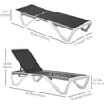 thumbnail image 3 of Outsunny Outdoor Chaise Lounge Chair, Patio Aluminum Tanning Chair with 5-Level Adjustable Back, Portable Wheels, Breathable Mesh Fabric, for Pool, Deck,  Garden, Blue, 3 of 10