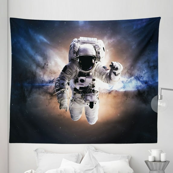 Astronaut Tapestry, Floating Astronaut in Space Nebula Heavenly Bodies Star Systems Love Science, Fabric Wall Hanging Decor for Bedroom Living Room Dorm, 5 Sizes, Multicolor, by Ambesonne