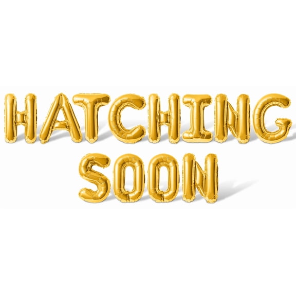 Letter Balloons - HATCHING SOON 16" Inch Alphabet Letters Foil Mylar Balloon Baby Shower Party Banner (Gold)