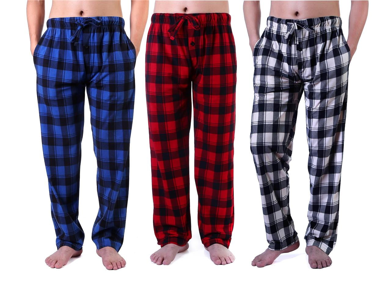 Different Touch Men's 3 Pack Sleep Pants Bottoms Fleece Lounge Wear ...