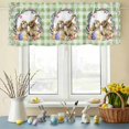 thumbnail image 6 of Valances for Windows Easter Rabbit Colorful Eggs Chicken Rod Pocket Short Curtain for Bathroom Living Room Bedroom Spring Florals on Green Lattice 1 Panel 42x12in, 6 of 9