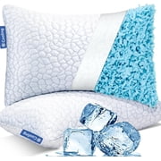 Cooling Pillows for Sleeping 2 Pack, Shredded Memory Foam Bed Pillows Queen Size Set of 2, Gel Pillow for Hot Sleepers Cool Pillow for Side Back and Stomach Sleepers, Cold Pillow, Supportive