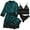 Green, variant on BadPiggies Women's Satin Pajama 4Pcs Set Sleepwear Floral Lace Trim Cami Lingerie Homewear Nightwear with Robe (S, Pink)