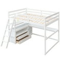 thumbnail image 6 of Harper & Bright Designs Wooden Full Size Loft Bed with Stair and Desk, High LoftBed with Storage Shelve and Two Drawers for Bedroom, White, 6 of 15