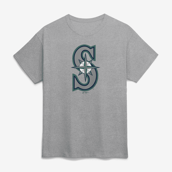 Men's Logo Athletic Heather Gray Seattle Mariners Official Logo T-Shirt
