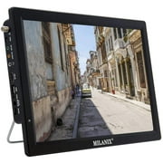 Milanix 14" Portable Battery Powered LED HD TV Television with HDMI, USB, FM, MMC and SD Card Inputs AC/DC Compatible