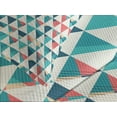 thumbnail image 4 of Ambesonne Geometric Quilted Bedspread Set 3 Pcs, Triangle Hexagons, King Size, Turquoise Teal Coral, 4 of 5