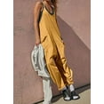 thumbnail image 6 of STARVNC Women Solid Color V Neck Sleeveless Pockets Jumpsuit, 6 of 9