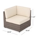 Ayaan Outdoor 9 Piece Wicker Sectional with Cushions, Hazelnut Brown