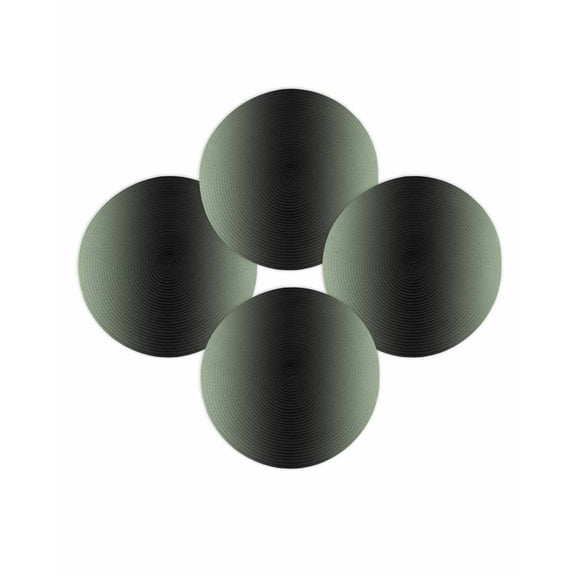 Round Placemats Set of 4 Ombre Black Sage Green Place Mats Washable Woven Placemat Gradient Color Circle Braided Table Mat for Kitchen Dining Table Party Home Decor 15 Inch