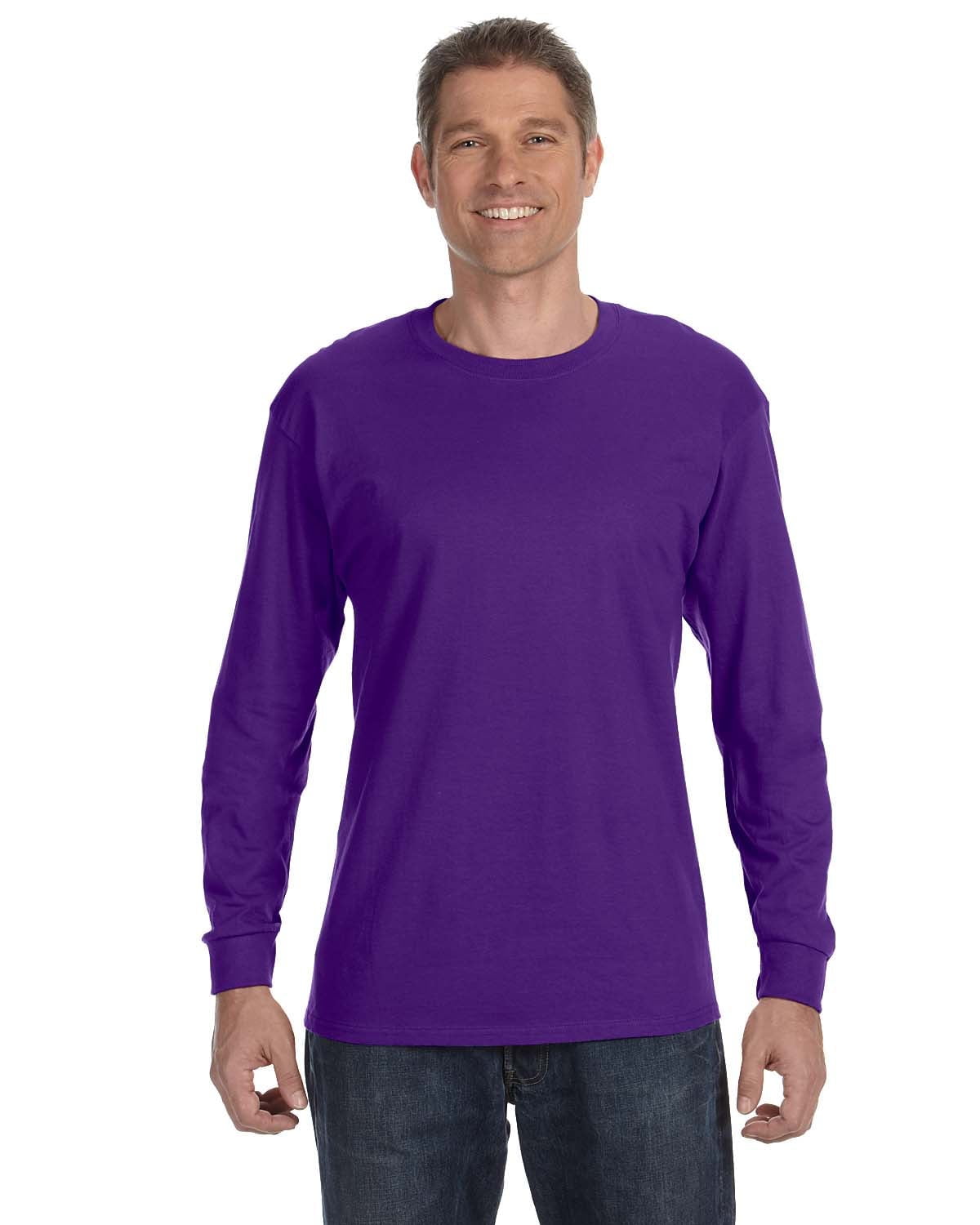 Gildan Men's Ultra Cotton Long Sleeve T-Shirt – Plain Crew Neck, 100% Cotton, Dark Heather 1 thumbnail image