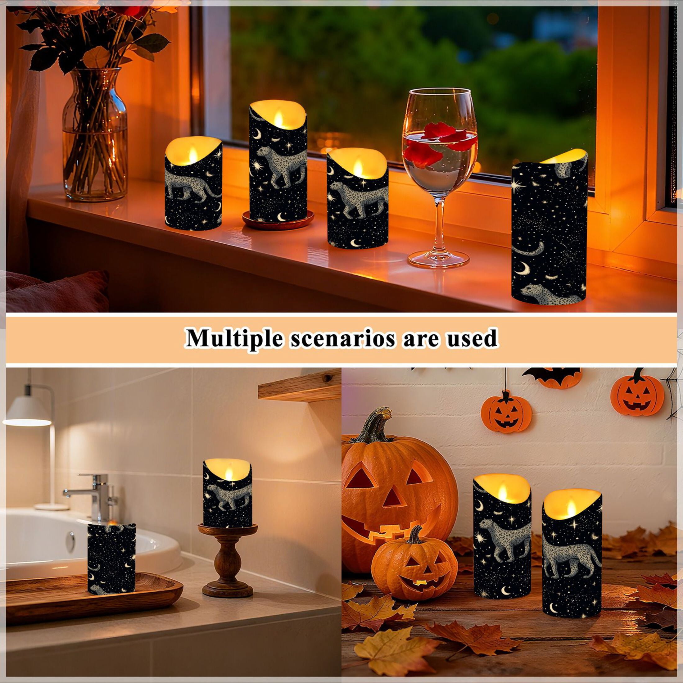 Iauyy Flameless Candles Battery Operated LED Pillar Candles with Remote and Timer, Leopard Set of 2 （M)