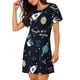 thumbnail image 2 of Fotbe Space Bata de Dormir para Mujer con Estampado, Camisón de Algodón de Manga Corta, Ropa de Dormir Casual, 2 of 6