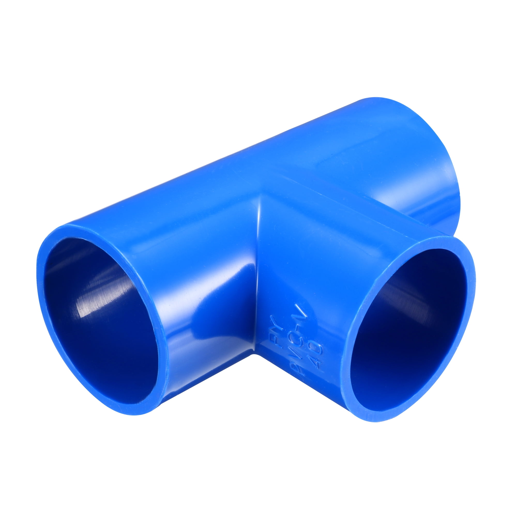 40mm Slip Tee PVC Pipe Fitting T Shaped Coupling Connectors Blue 3 Pcs 