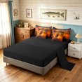 thumbnail image 4 of Manfei Forest Animals Queen Bedding, Sunset Lion Bedding Comforter Set Queen, Dark Brown Orange, Black Reversible, 7-Piece, 4 of 6