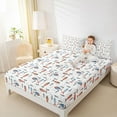 thumbnail image 4 of Homewish Rustic Bohemain Fish Twin Sheet Sets,Country Farmhouse Cabin Twin Fitted Sheet,White Orange Flat Sheet For Boys Kids,Breathable Home Decor,3 Pieces, 4 of 7