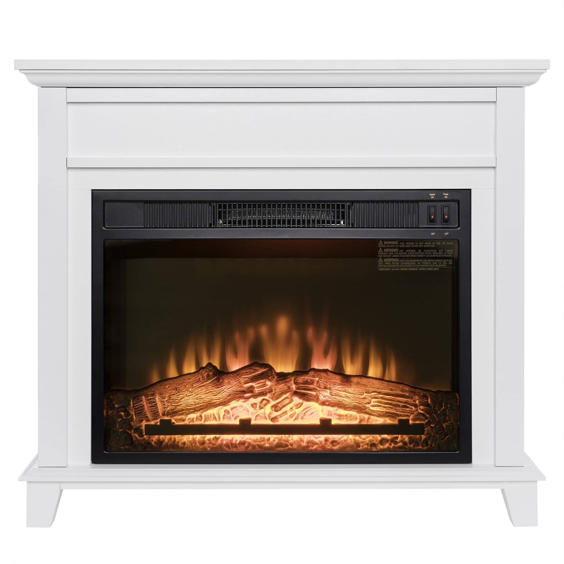 AKDY FP0087 32" Electric Fireplace Freestanding White Wooden Mantel