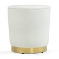 thumbnail image 2 of Aysel White Boucle Fabric Ottoman with Golden Accent Base, 2 of 5
