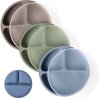 WeeSprout Toddler Plates, Silicone Divided Dishes for Toddlers and Kids, BPA-Free, 3 Pack