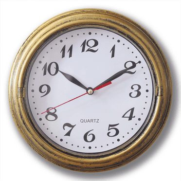 8" Silent Decor Wall Clock Non ticking Wall Clock Vintage Gold Metalic Looking Easy to Read Wall Clock For Home/School/Hotel/Office NEW