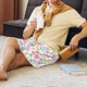 thumbnail image 5 of Balery Retro Floral Pantalones cortos de pijama de punto de algodón para hombre con cinturilla y bolsillos-4X-Large, 5 of 6