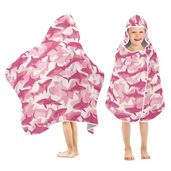 joogoo Sharks Pattern Kids Hooded Beach Towel Baby Bath Towel 23.5"x50"