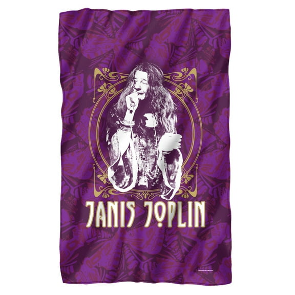 Janis Joplin Blanket, 50"x60" Janis Gold Framed Fleece Blanket