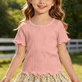 thumbnail image 4 of HUITKMM Girls Shirts Size 7-8 Crisscross Back Short Sleeve Solid Casual Summer Top, 4 of 4