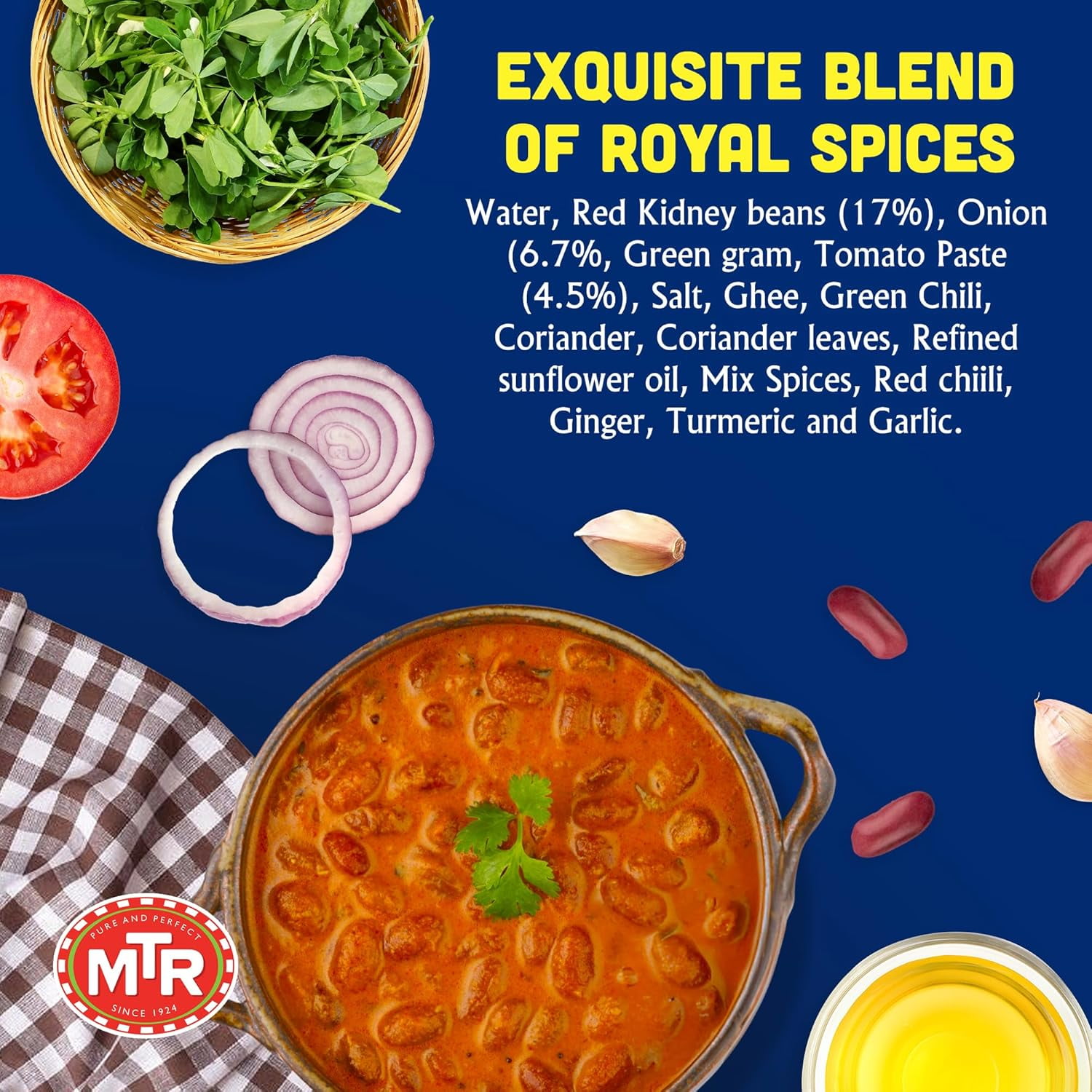MTR Rajma Masala - Red Kidney Beans in Spiced Gravy - Authentic Indian Ready-to-Eat Meal - No Added Preservatives - A Quick Meal Suitable for Vegetarians, Ready in Minutes! (300g, Pack of 6)