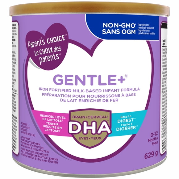 Préparation pour nourrissons en poudre enrichie de fer avec DHA Gentle+ Le choix des parents, 0–12 Mois, 629 g