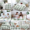 thumbnail image 6 of Sage Green Checkered Duvet Cover Set, Green White Buffalo Plaid Soft Duvet Cover California King Bedding Set 4 Pieces, 1 Quiltcover and 2 Pillowcases with Zipper, 1 Bed Sheet for All Seasons, 6 of 9
