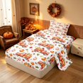 thumbnail image 2 of Homewish HFarm Truck Pumpkin Twin Sheets, Autumn Maple Leaf Bedding, White Orange, 3pcs (1 Flat Sheet, 1 Fitted Sheet and 1 Pillowcase), 2 of 6