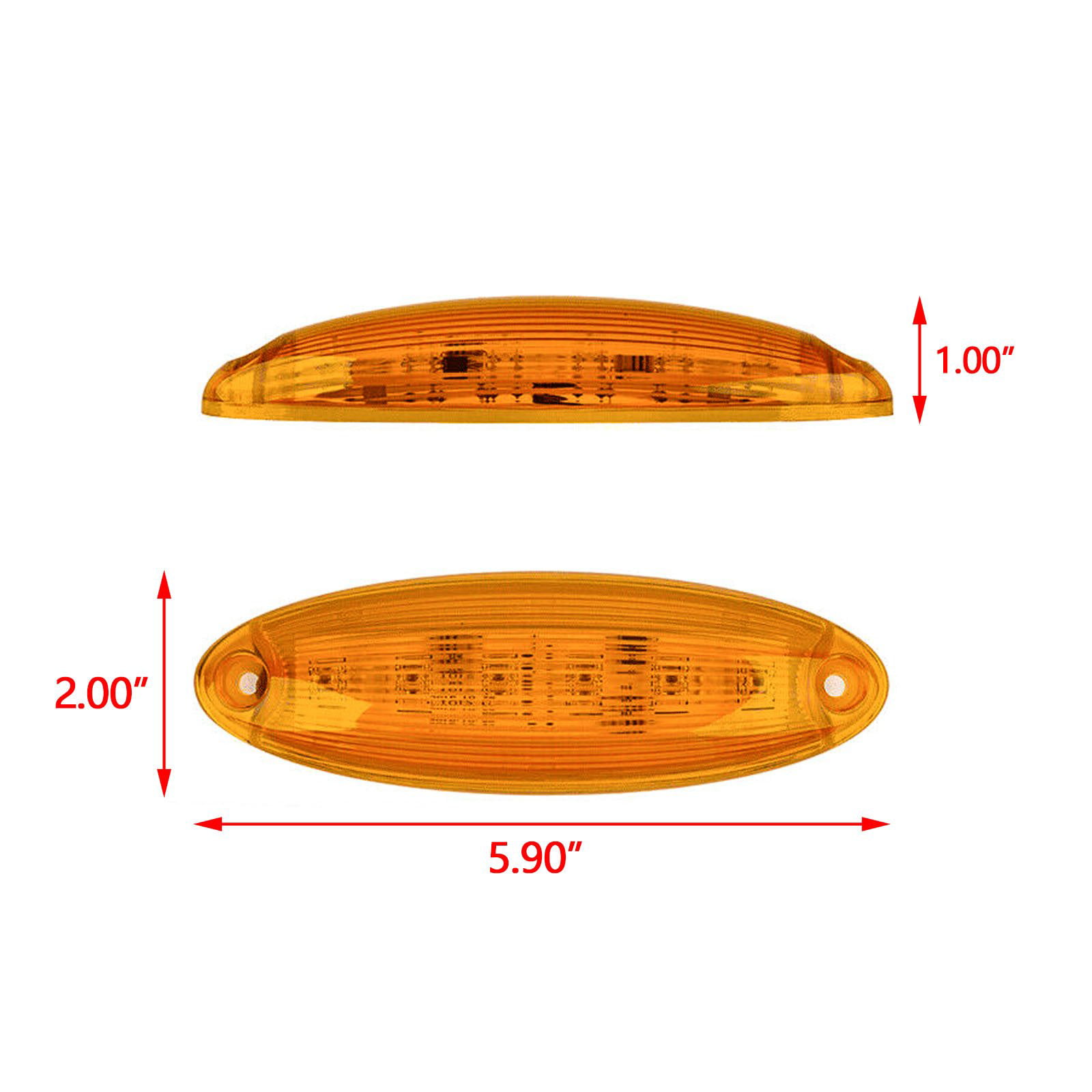 Compatible with Freightliner Cascadia 2008-2021 Heavy Trucks A06-51912-002 5PCS Amber Lens 6 Amber LED Cab Marker Top Roof Running Lights Super Bright Top Clearance Marker Light Assemblies 